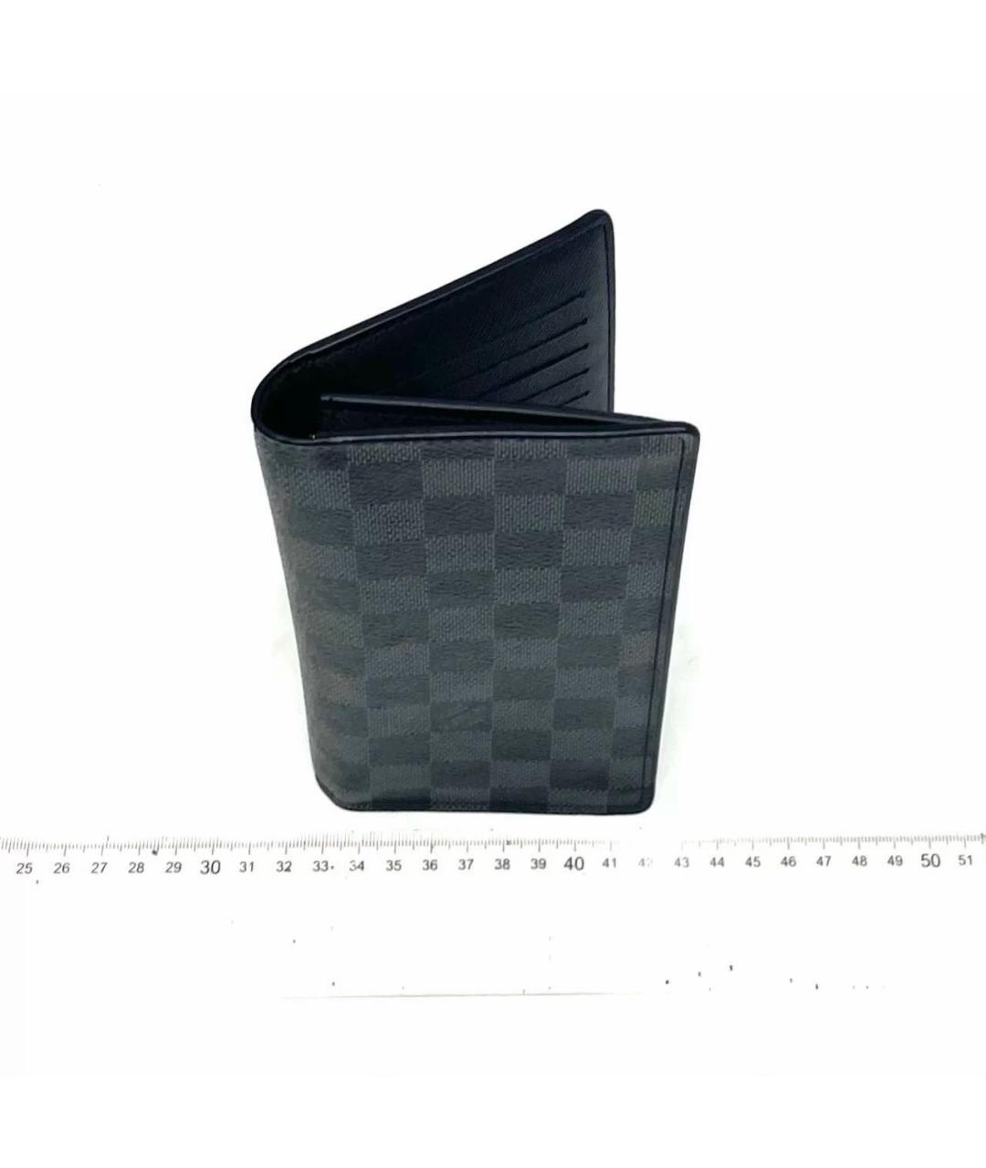 LOUIS VUITTON Черный кожаный кошелек, фото 3