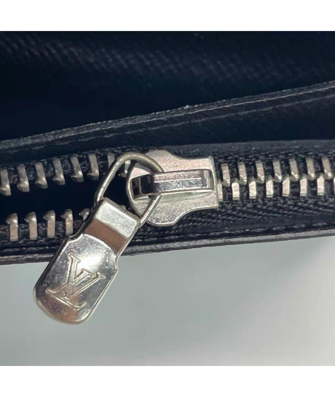 LOUIS VUITTON Черный кожаный кошелек, фото 6