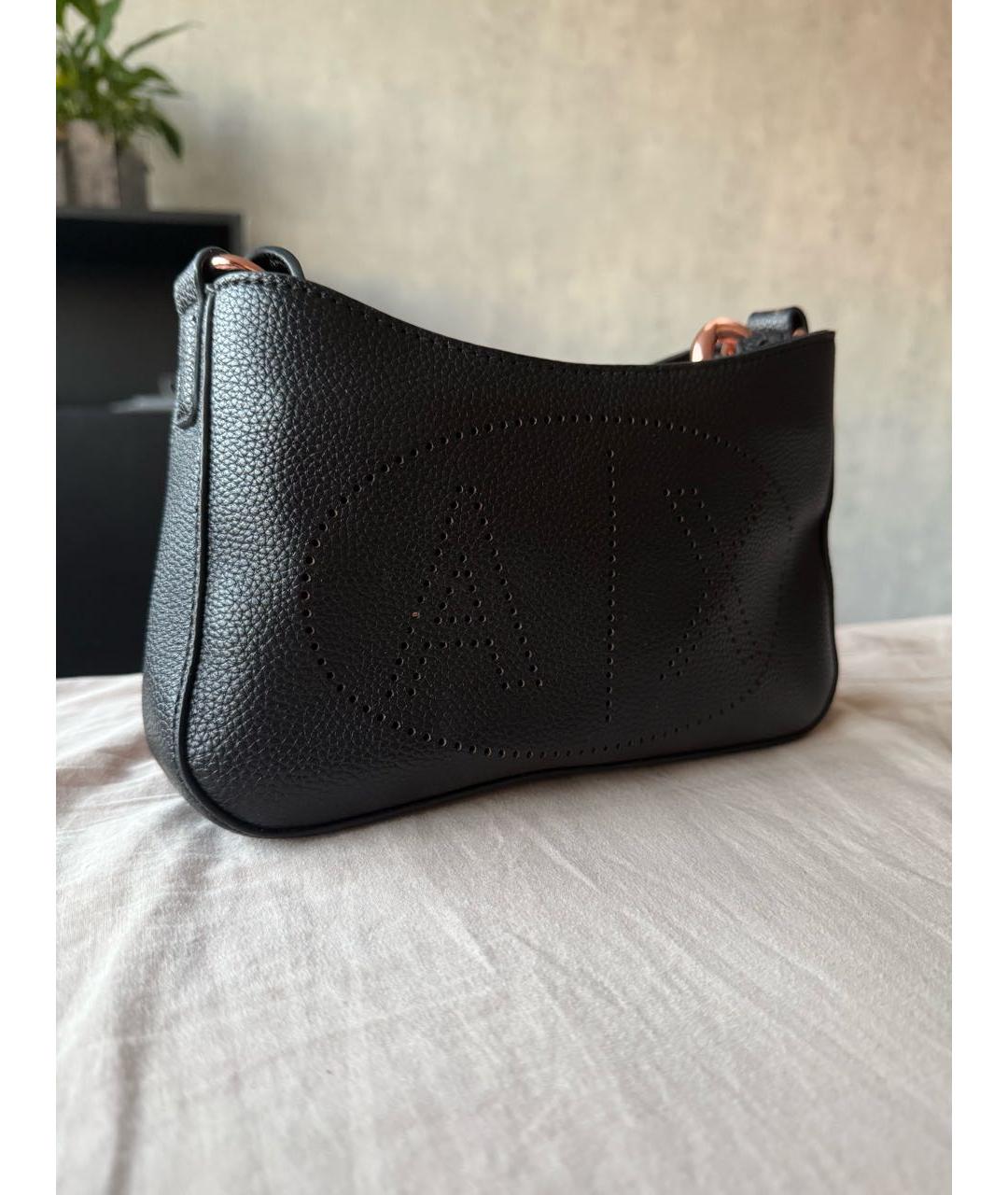 ARMANI EXCHANGE Черная кожаная сумка через плечо, фото 2