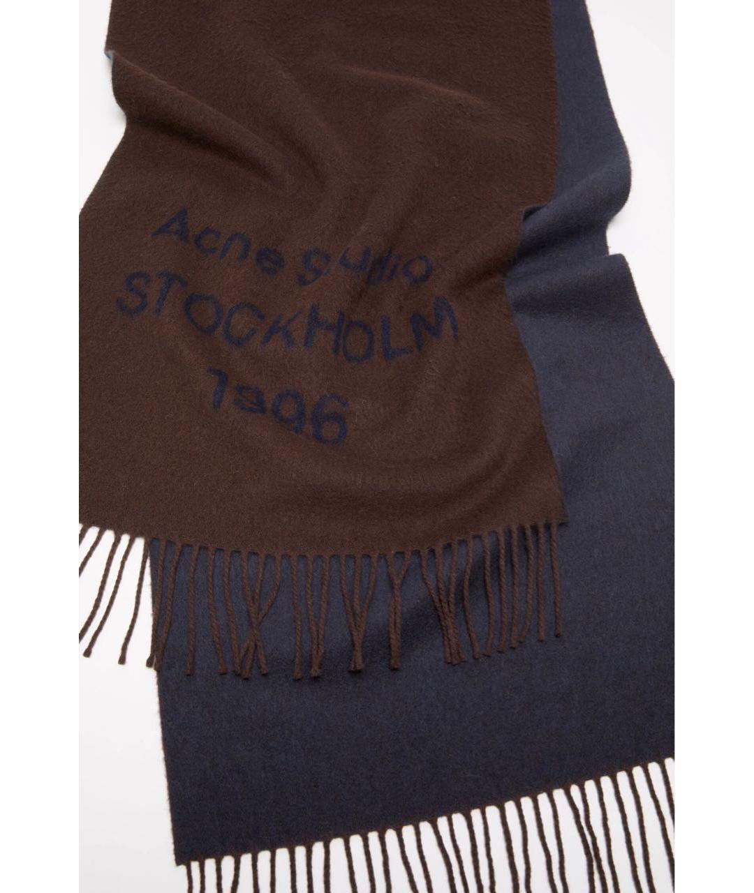 ACNE STUDIOS Коричневый шерстяной шарф, фото 3