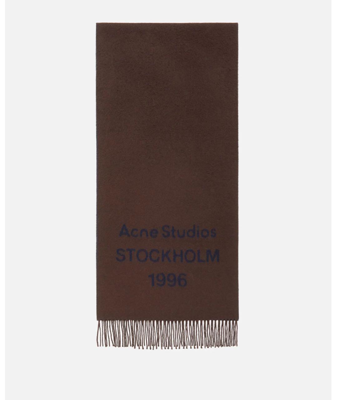 ACNE STUDIOS Коричневый шерстяной шарф, фото 5