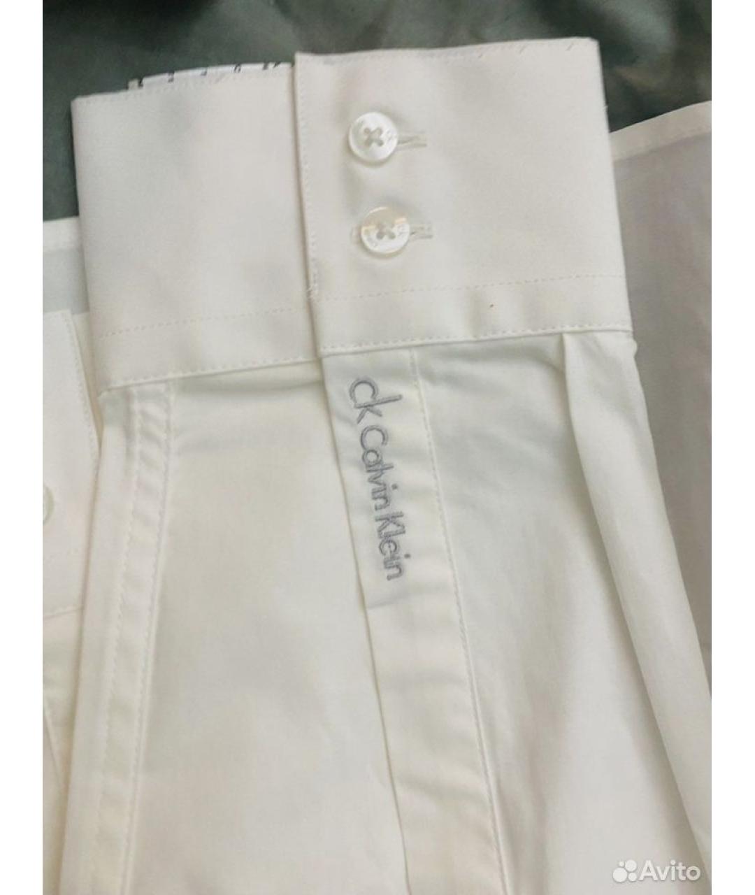 CALVIN KLEIN Белая хлопко-эластановая рубашка, фото 3