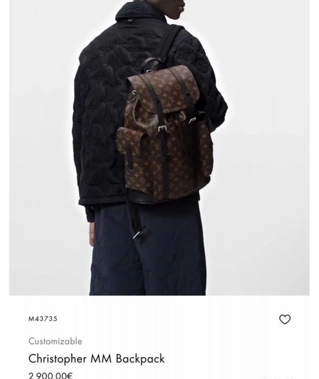 LOUIS VUITTON Коричневый кожаный рюкзак, фото 6