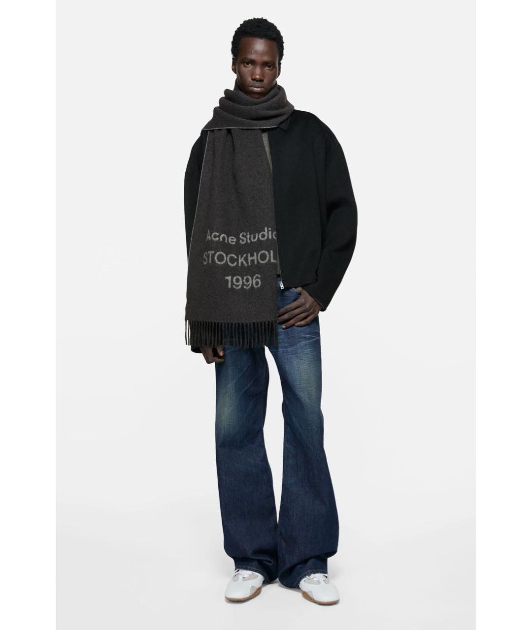 ACNE STUDIOS Серый шерстяной шарф, фото 2