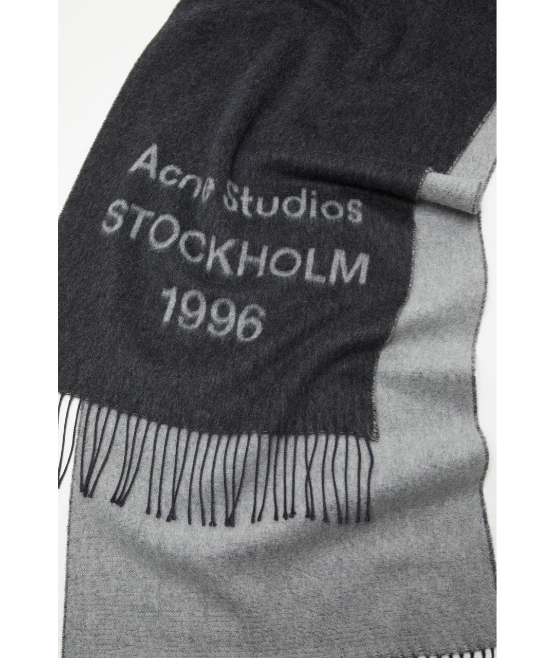 ACNE STUDIOS Серый шерстяной шарф, фото 3