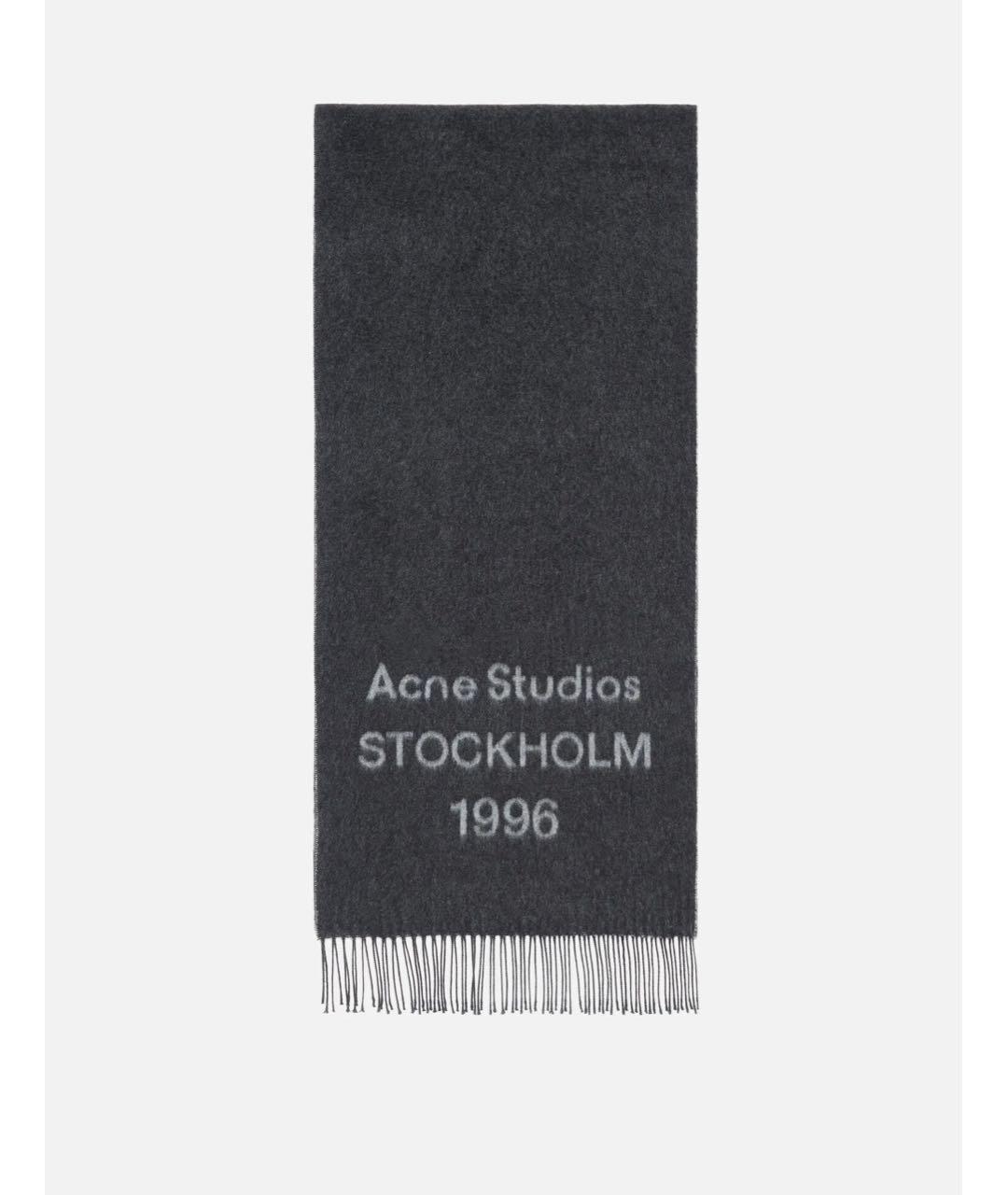 ACNE STUDIOS Серый шерстяной шарф, фото 4
