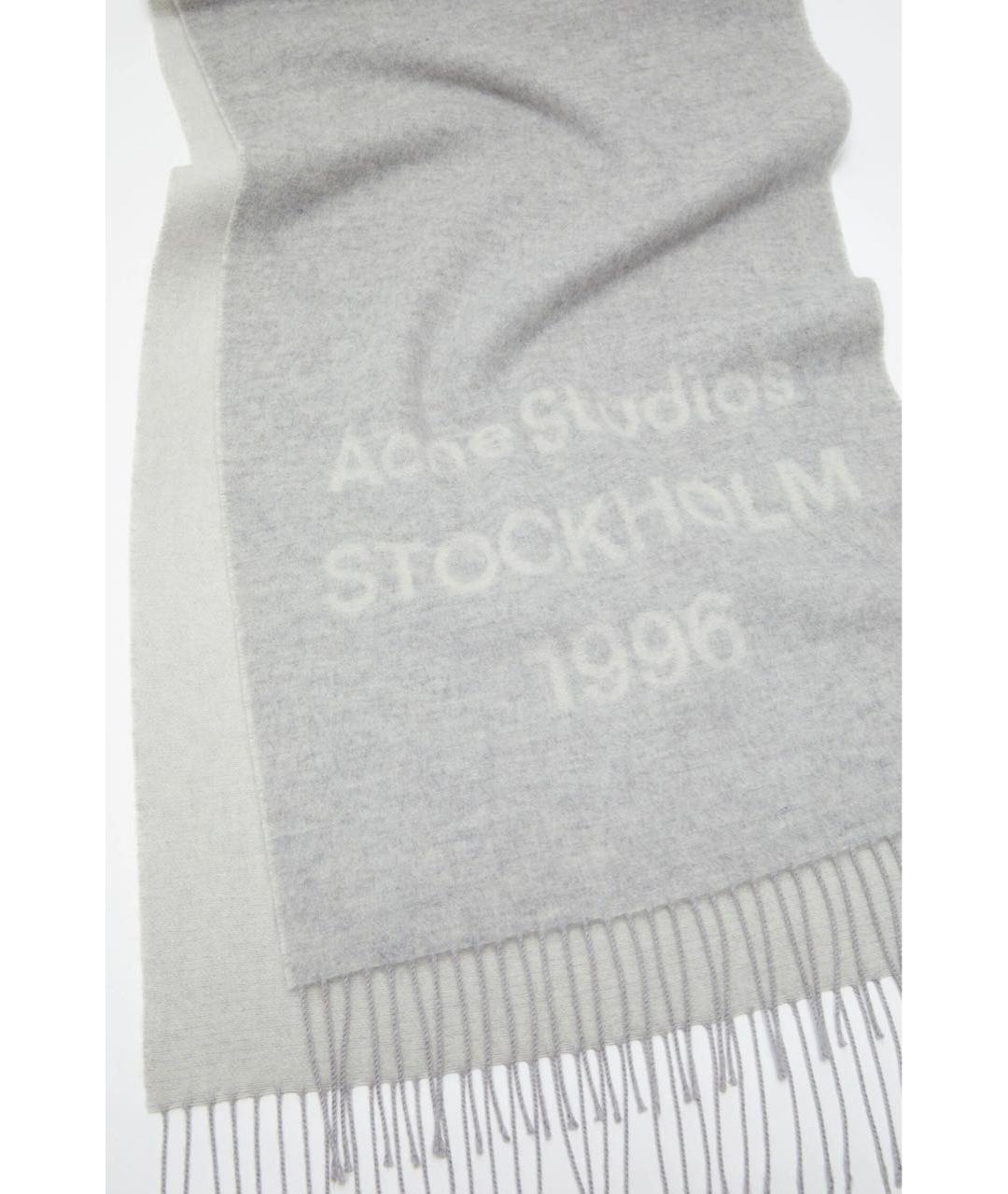 ACNE STUDIOS Серый шерстяной шарф, фото 3