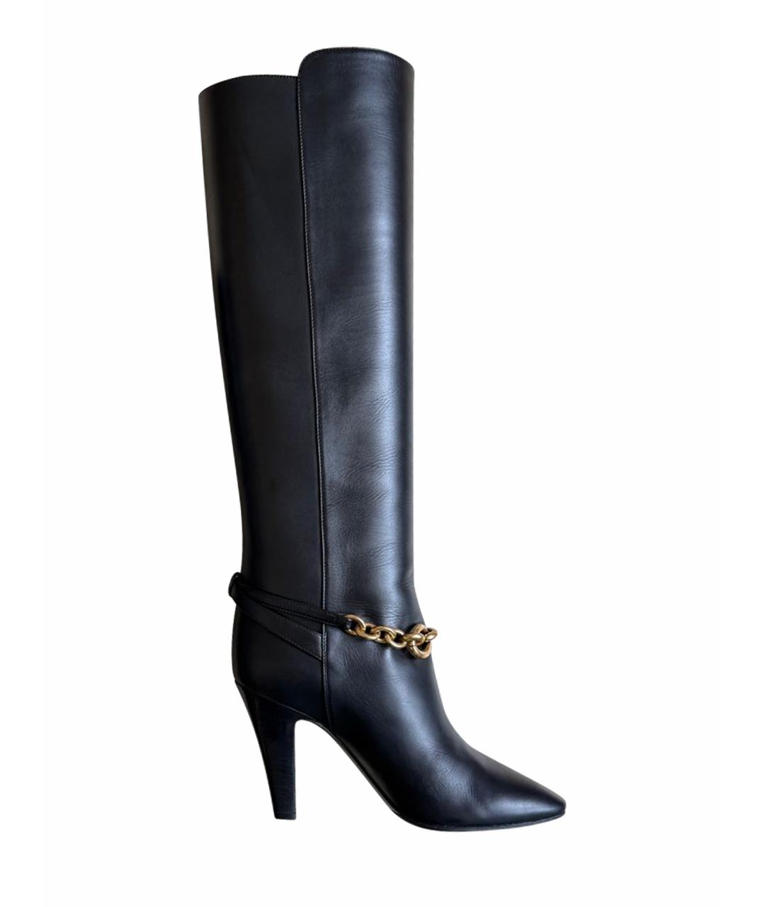 SAINT LAURENT Черные кожаные сапоги, фото 1