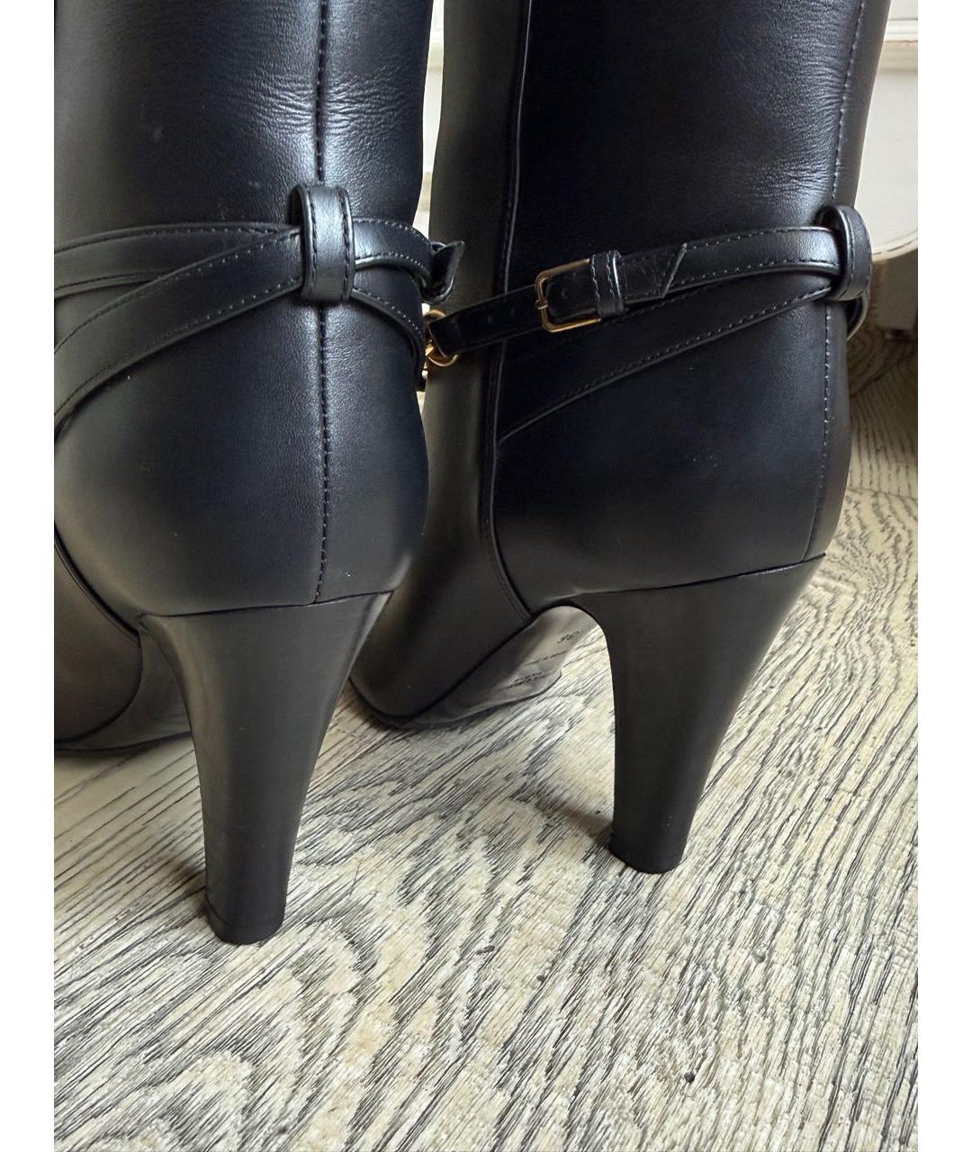 SAINT LAURENT Черные кожаные сапоги, фото 4