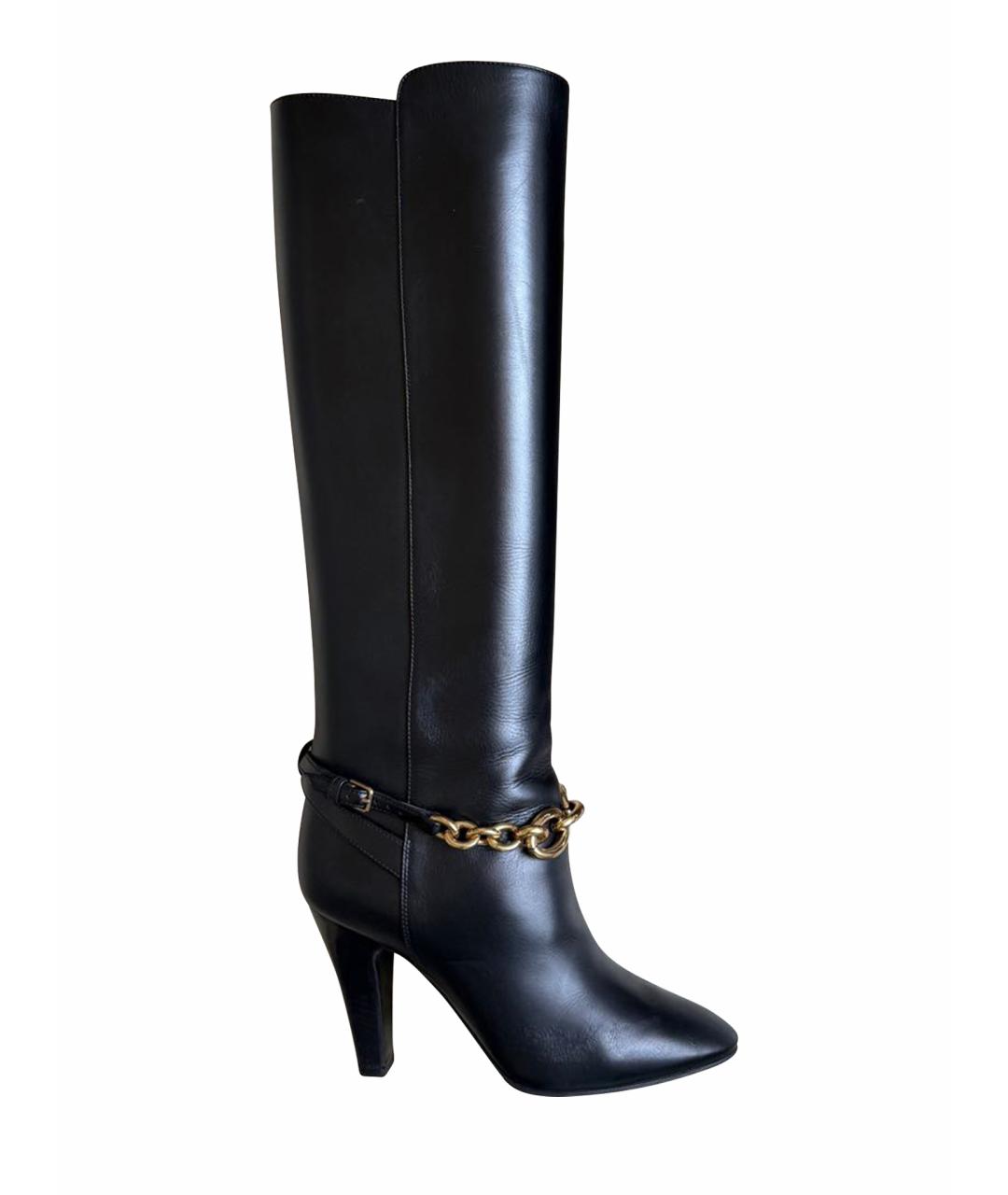 SAINT LAURENT Черные кожаные сапоги, фото 8
