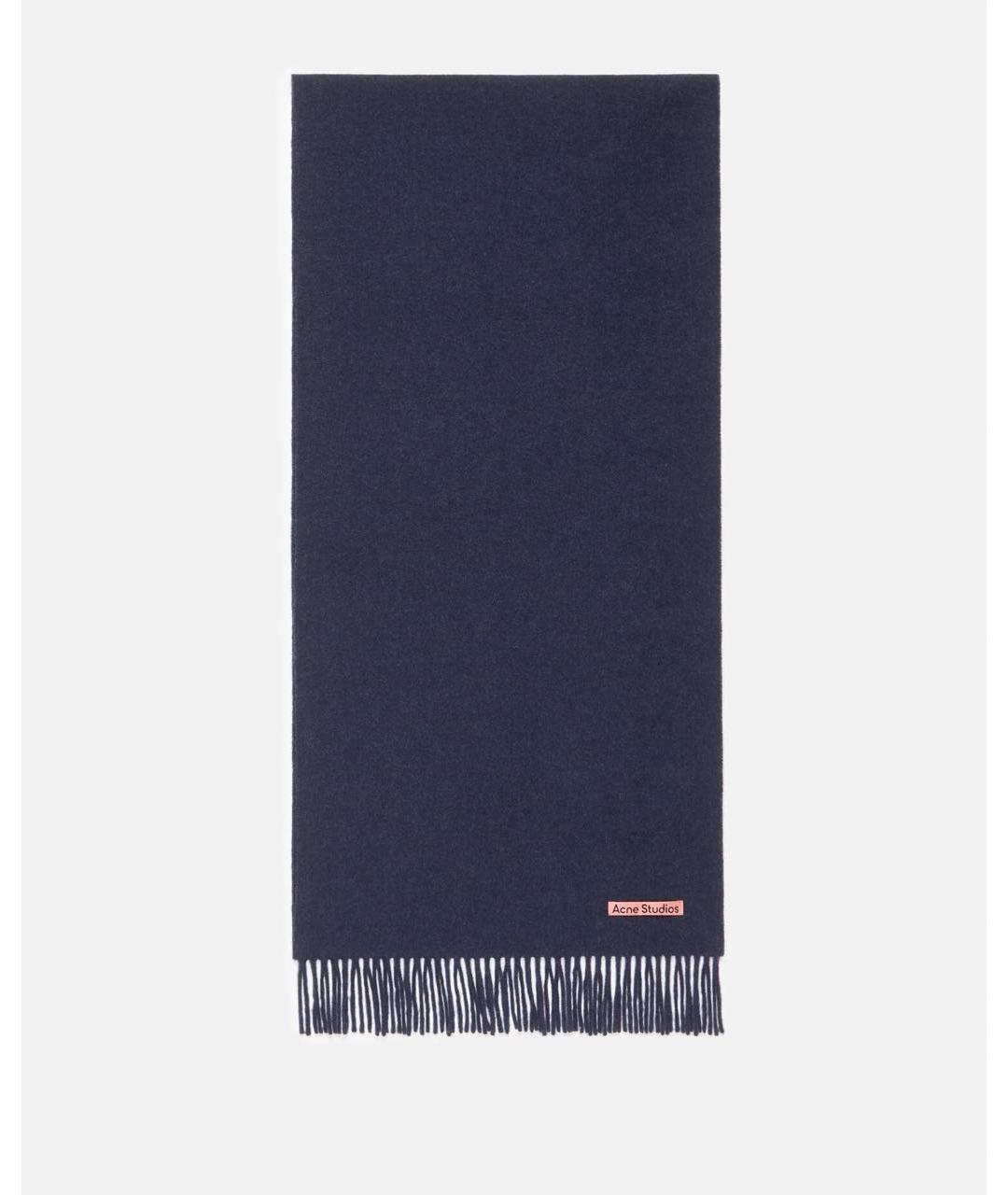 ACNE STUDIOS Темно-синий шерстяной шарф, фото 5