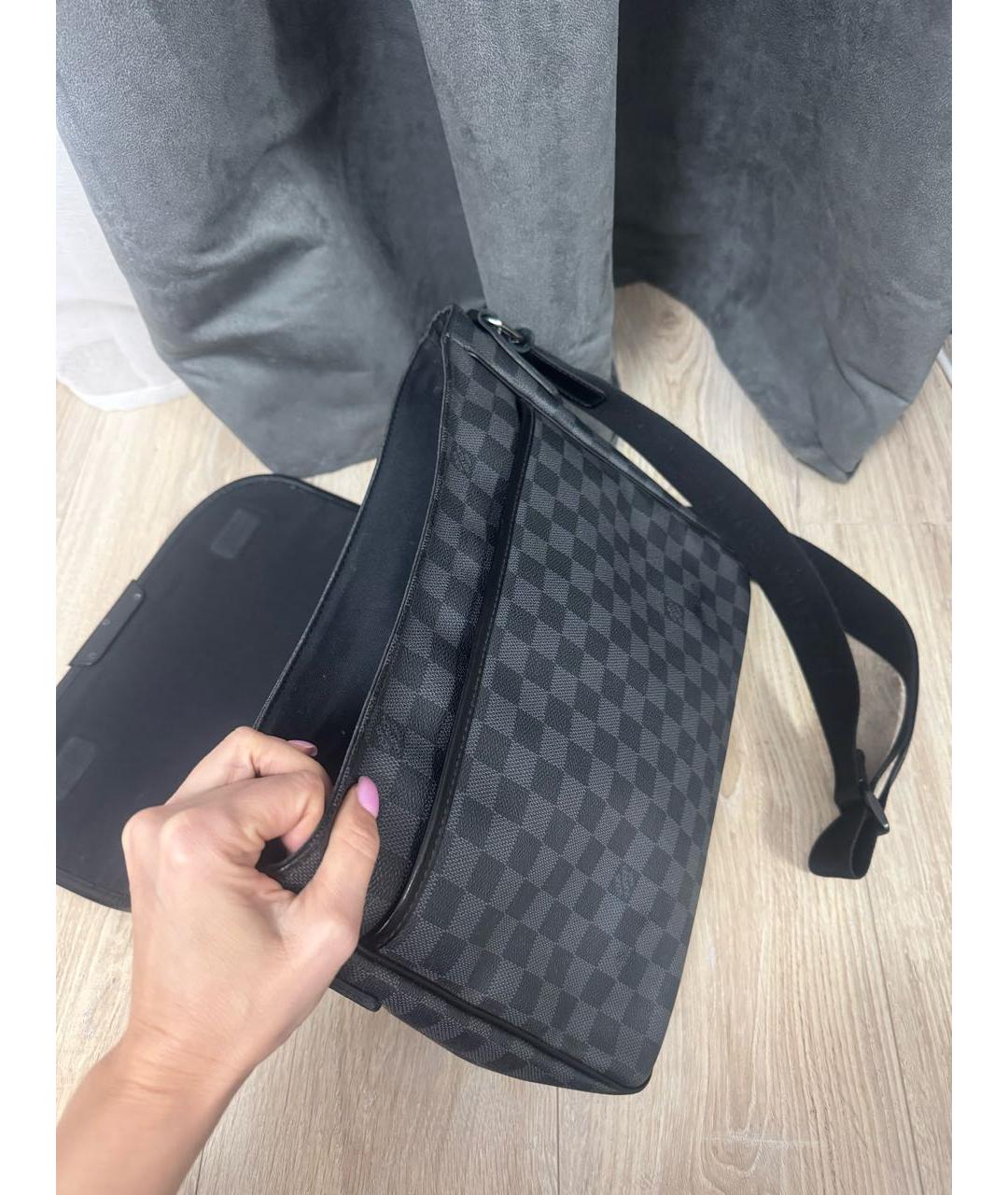 LOUIS VUITTON Серая сумка на плечо из канвы, фото 7