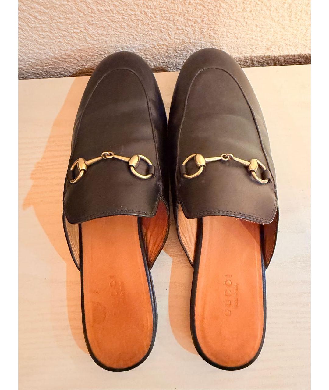 GUCCI Черные кожаные мюли, фото 2