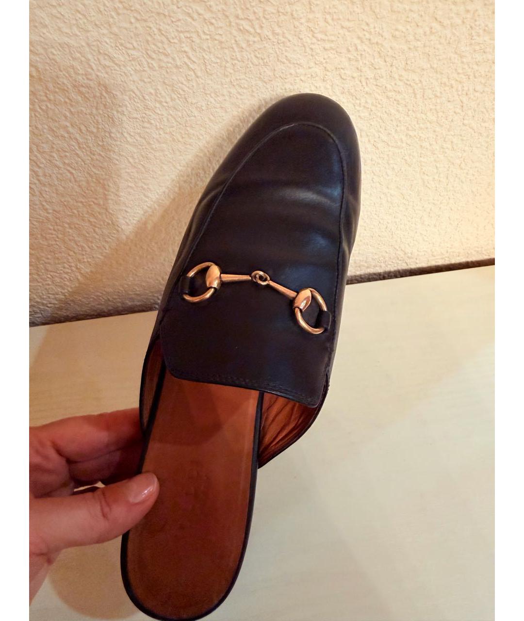 GUCCI Черные кожаные мюли, фото 3