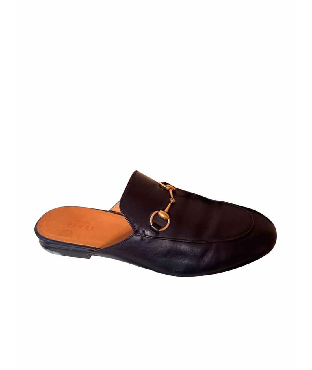 GUCCI Черные кожаные мюли, фото 1