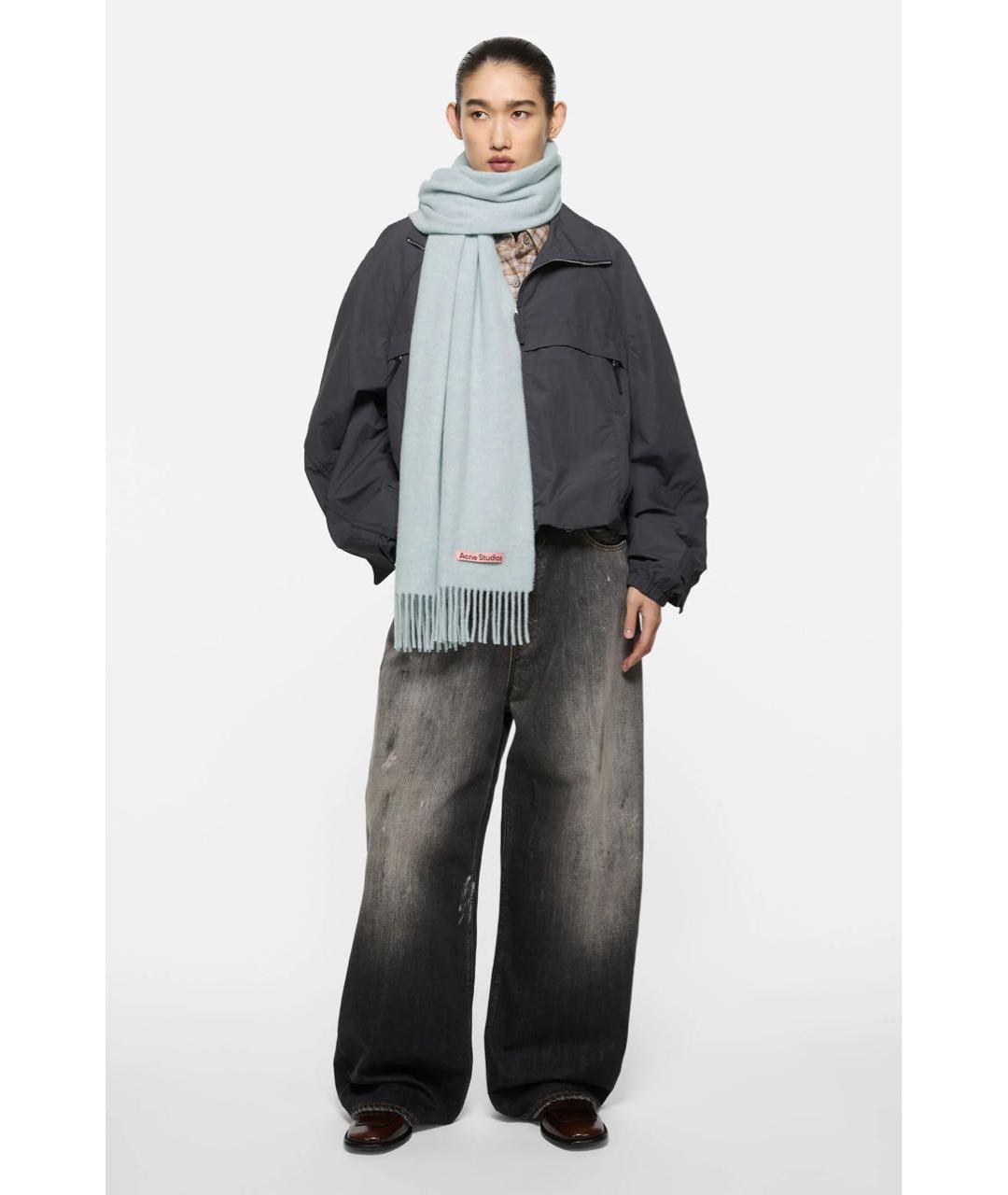 ACNE STUDIOS Голубой шерстяной шарф, фото 2