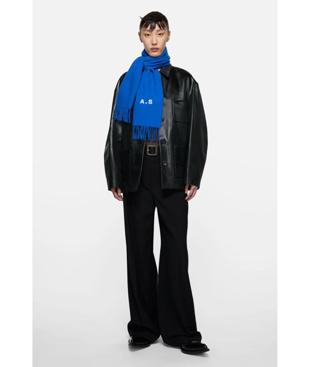 ACNE STUDIOS Синий шерстяной шарф, фото 2
