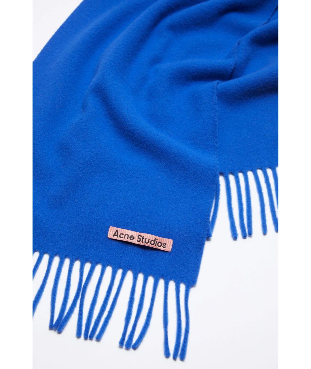 ACNE STUDIOS Синий шерстяной шарф, фото 4