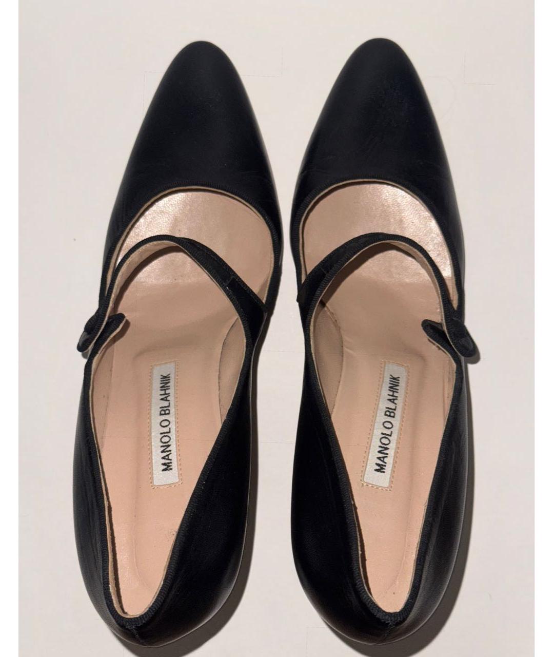 MANOLO BLAHNIK Черные кожаные туфли, фото 3