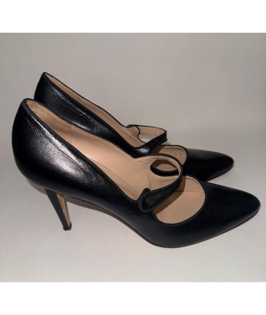 MANOLO BLAHNIK Черные кожаные туфли, фото 5