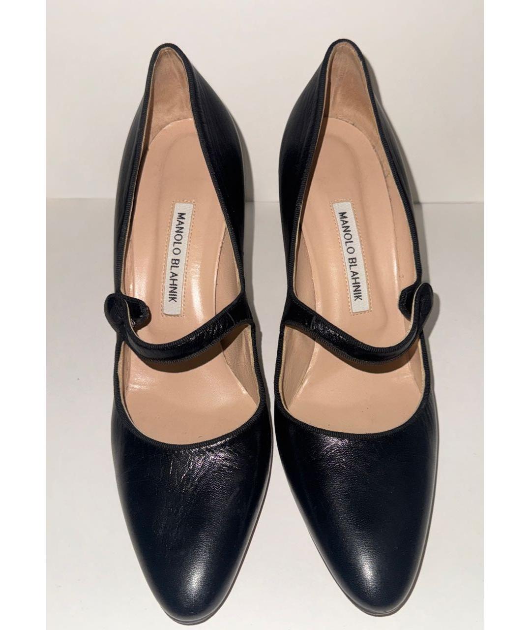 MANOLO BLAHNIK Черные кожаные туфли, фото 2