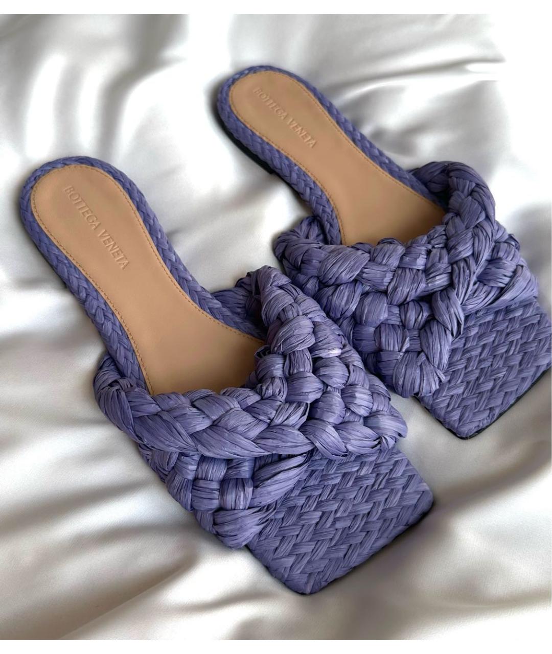 BOTTEGA VENETA Фиолетовые текстильные шлепанцы, фото 3