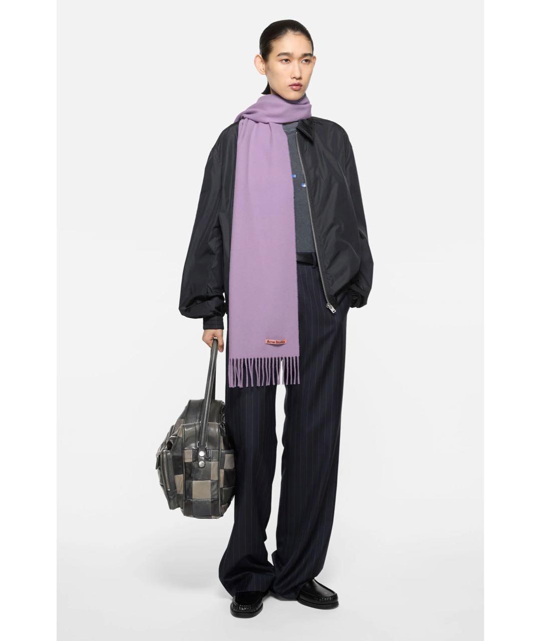 ACNE STUDIOS Фиолетовый шерстяной шарф, фото 2