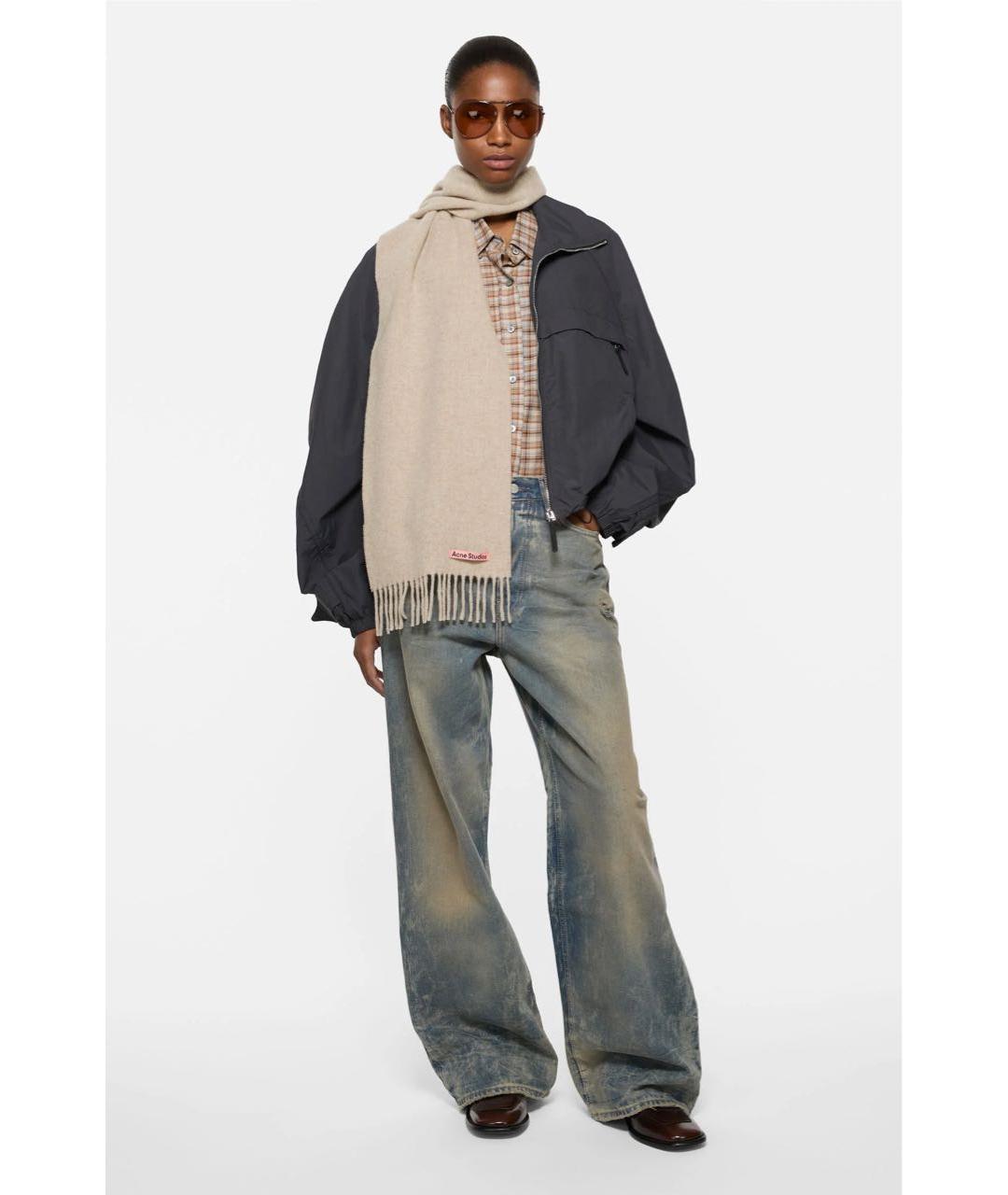 ACNE STUDIOS Бежевый шерстяной шарф, фото 2