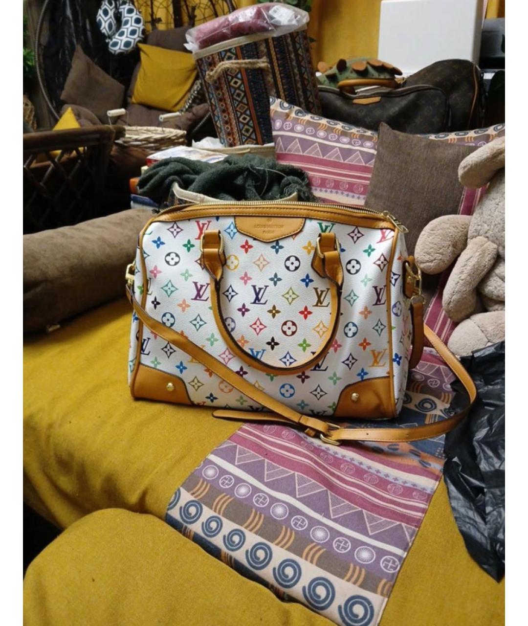 LOUIS VUITTON Белая дорожная/спортивная сумка из канвы, фото 7