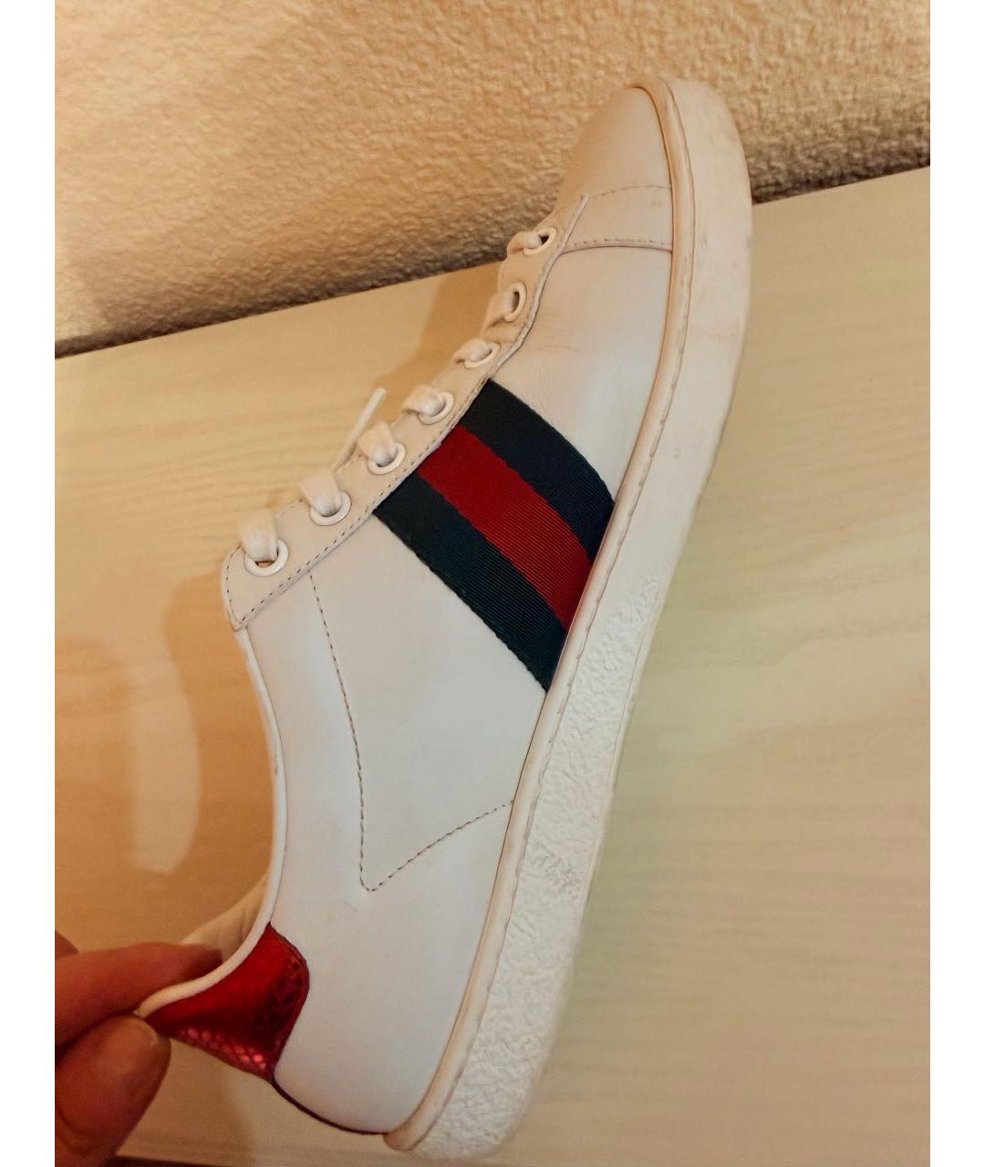 GUCCI Белые кожаные кеды, фото 3