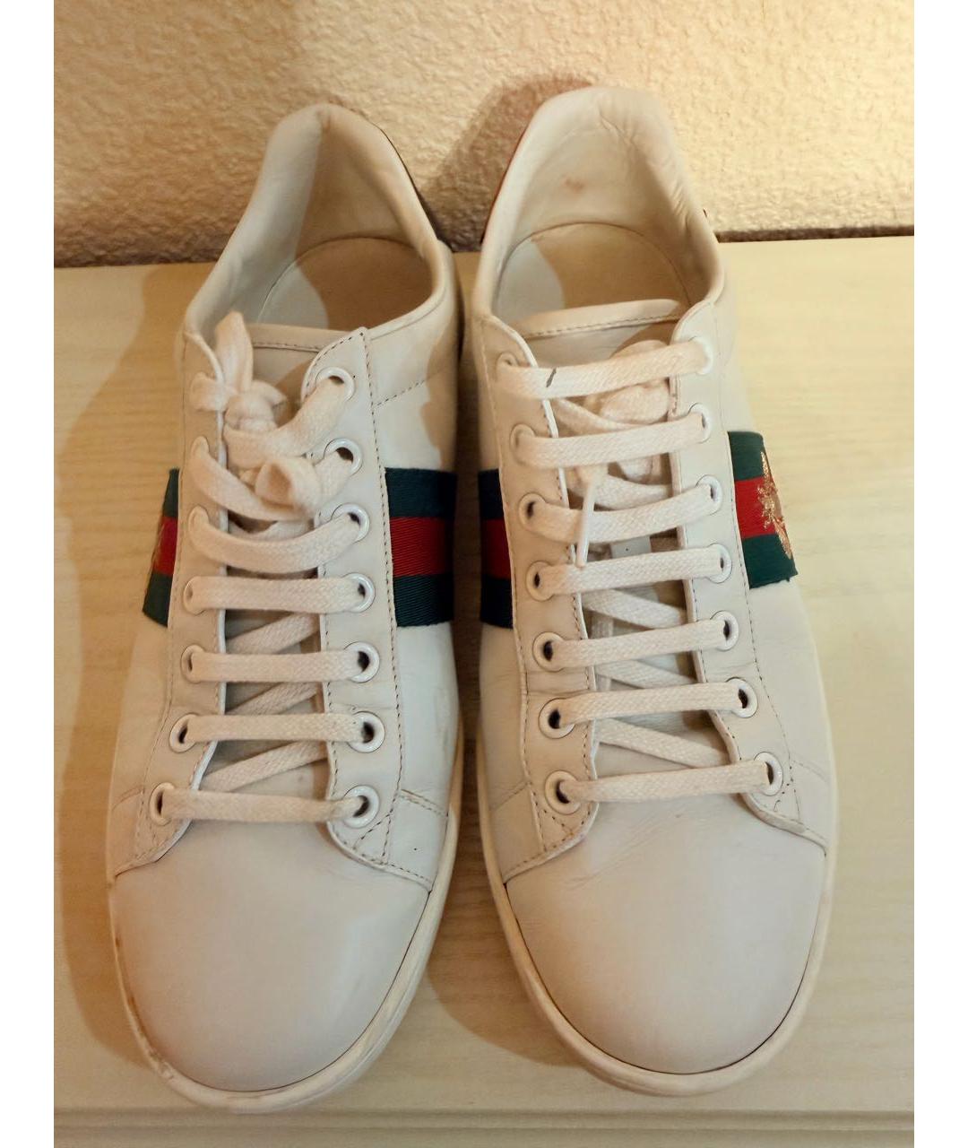 GUCCI Белые кожаные кеды, фото 2