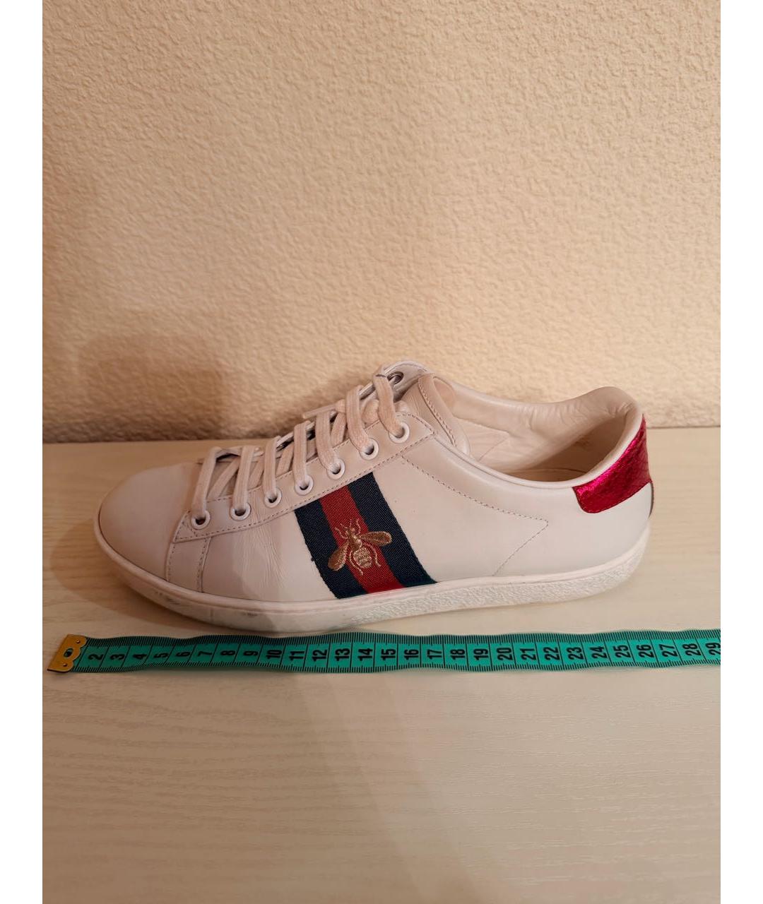 GUCCI Белые кожаные кеды, фото 6
