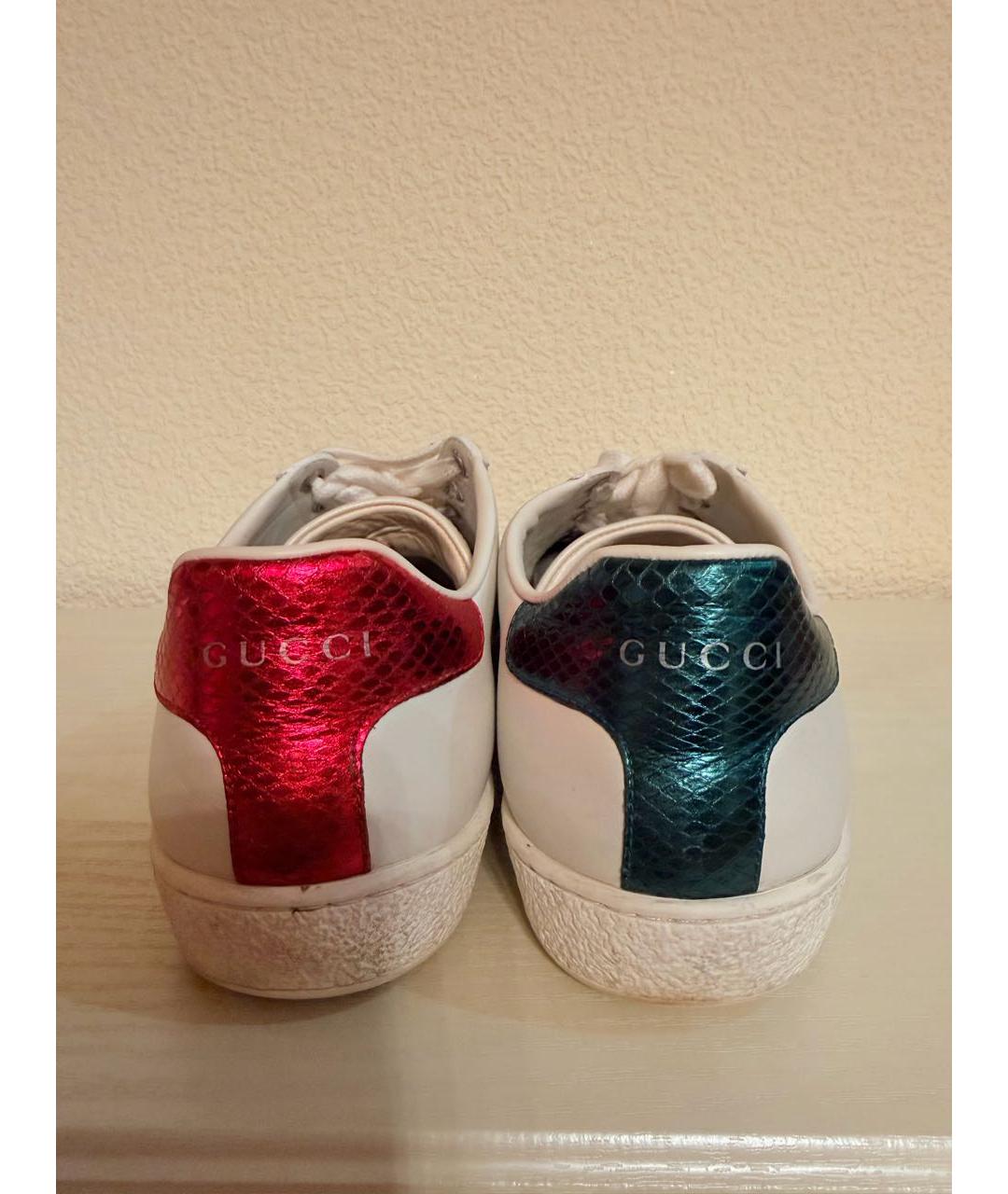 GUCCI Белые кожаные кеды, фото 5