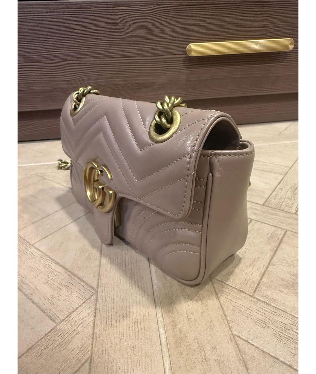 GUCCI Бежевая кожаная сумка через плечо, фото 2