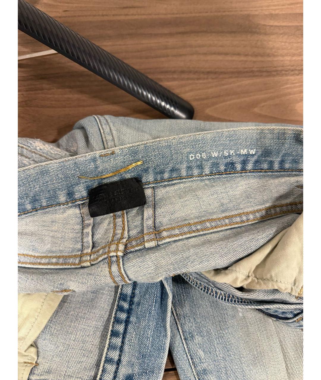 SAINT LAURENT Голубые хлопко-эластановые джинсы скинни, фото 7