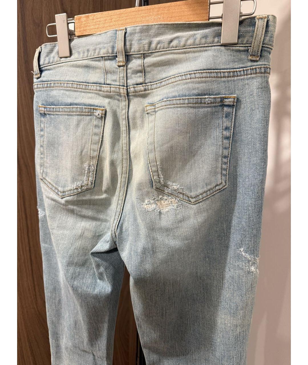 SAINT LAURENT Голубые хлопко-эластановые джинсы скинни, фото 6