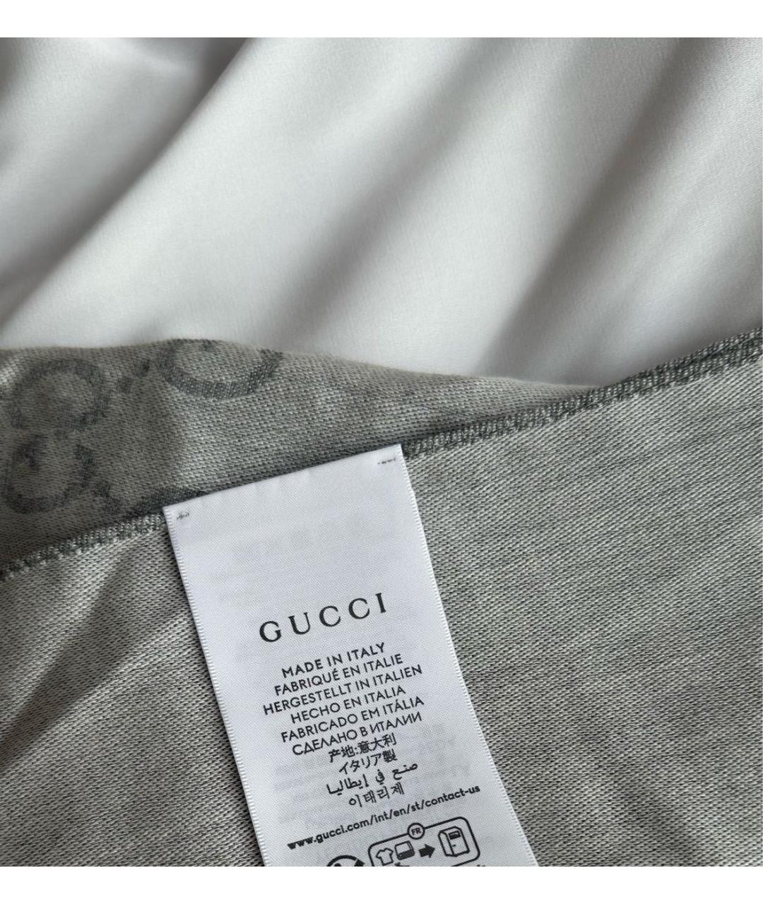 GUCCI Серый шерстяной шарф, фото 8