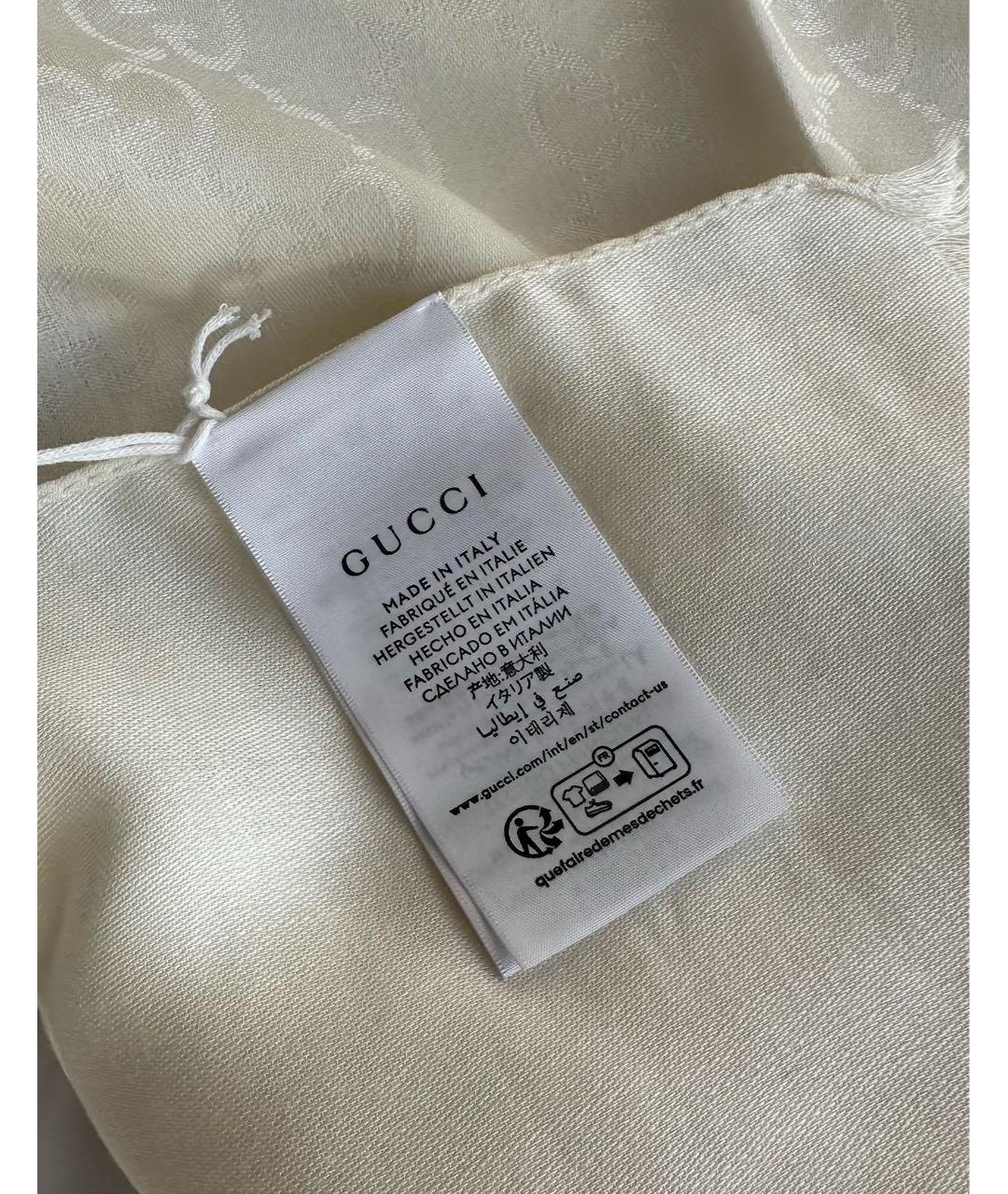 GUCCI Белый шерстяной шарф, фото 5
