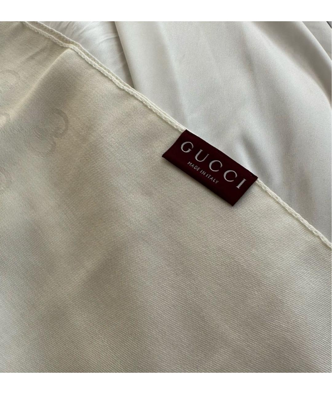 GUCCI Белый шерстяной шарф, фото 4