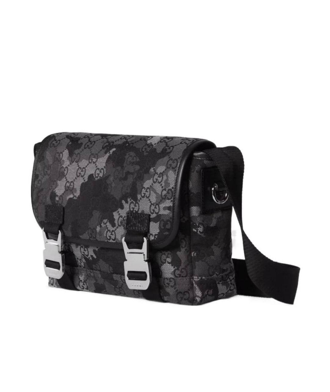 GUCCI Черная сумка на плечо из канвы, фото 3