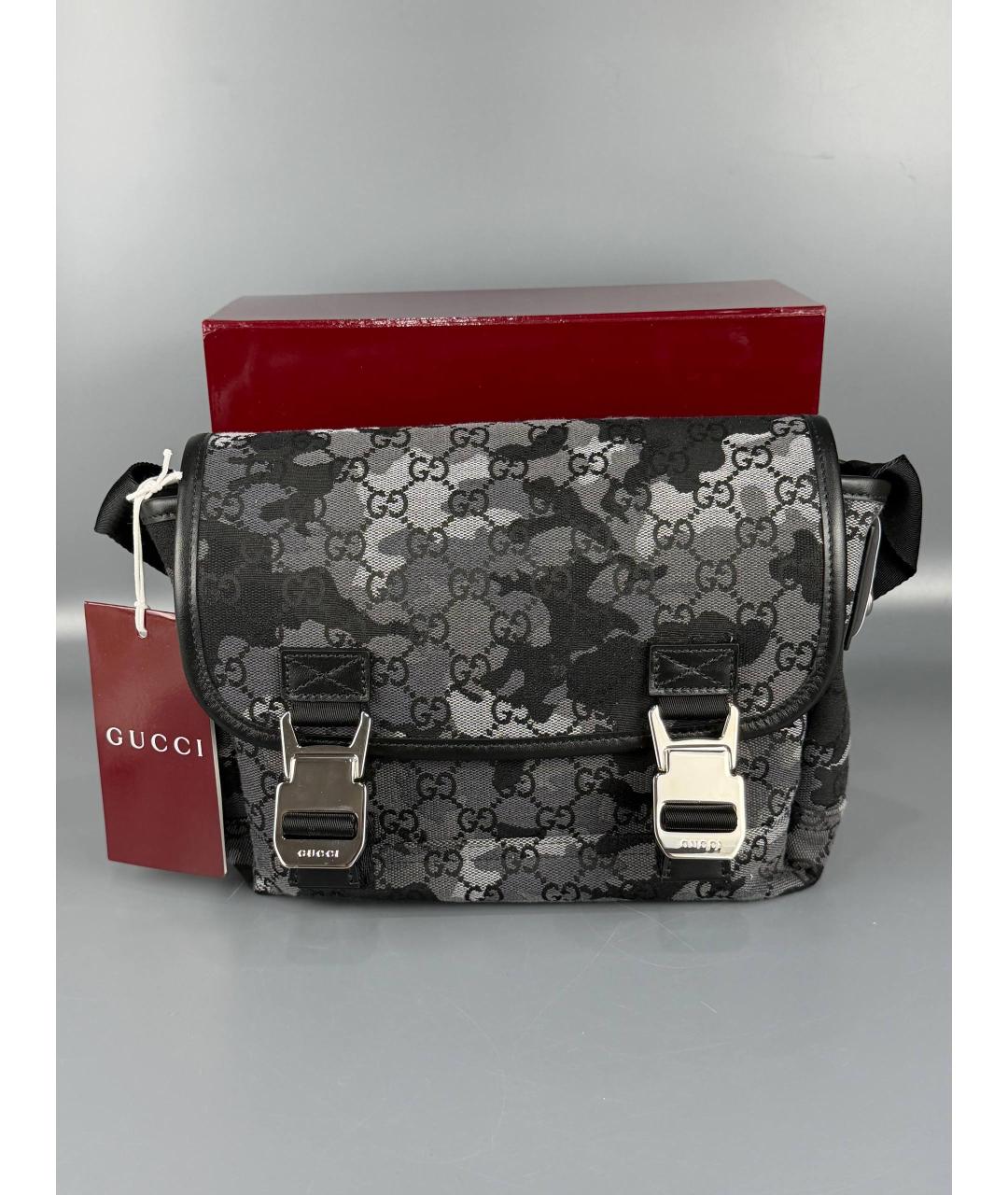 GUCCI Черная сумка на плечо из канвы, фото 2