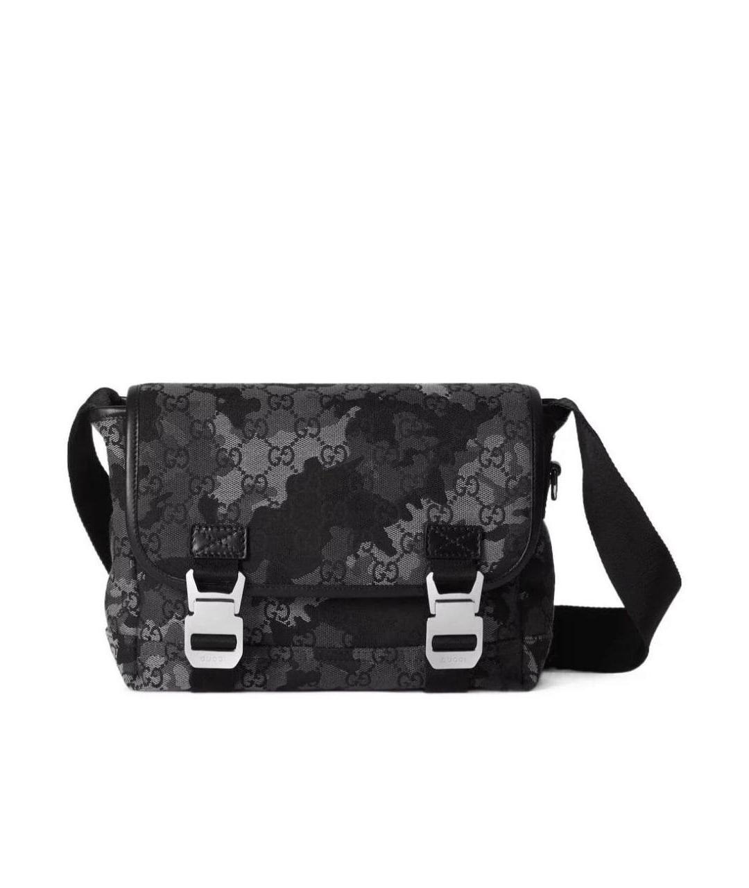 GUCCI Черная сумка на плечо из канвы, фото 1