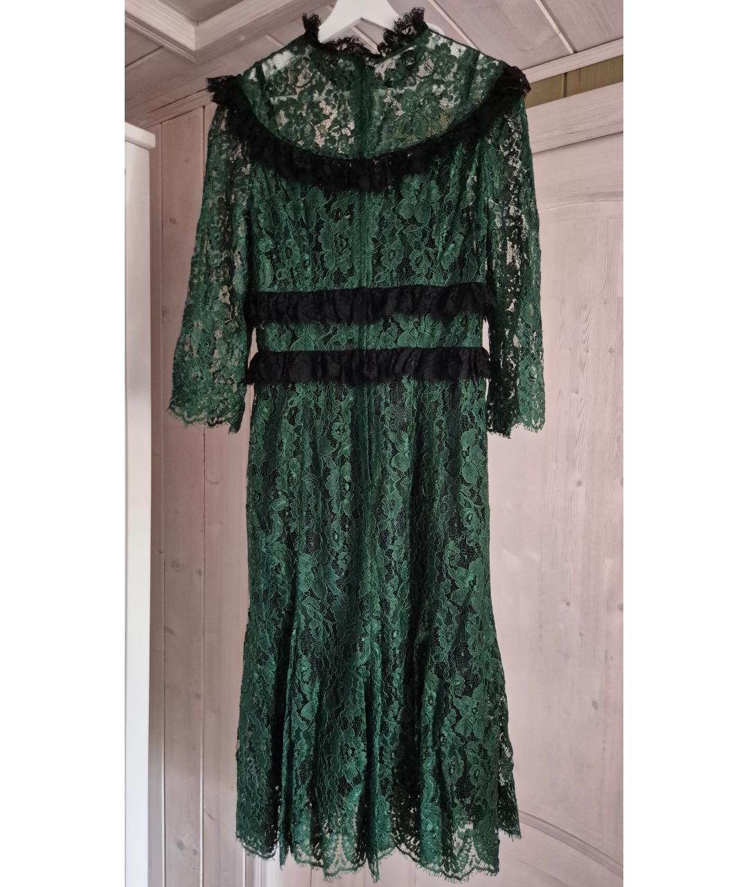 DOLCE&GABBANA Зеленое вискозное коктейльное платье, фото 2