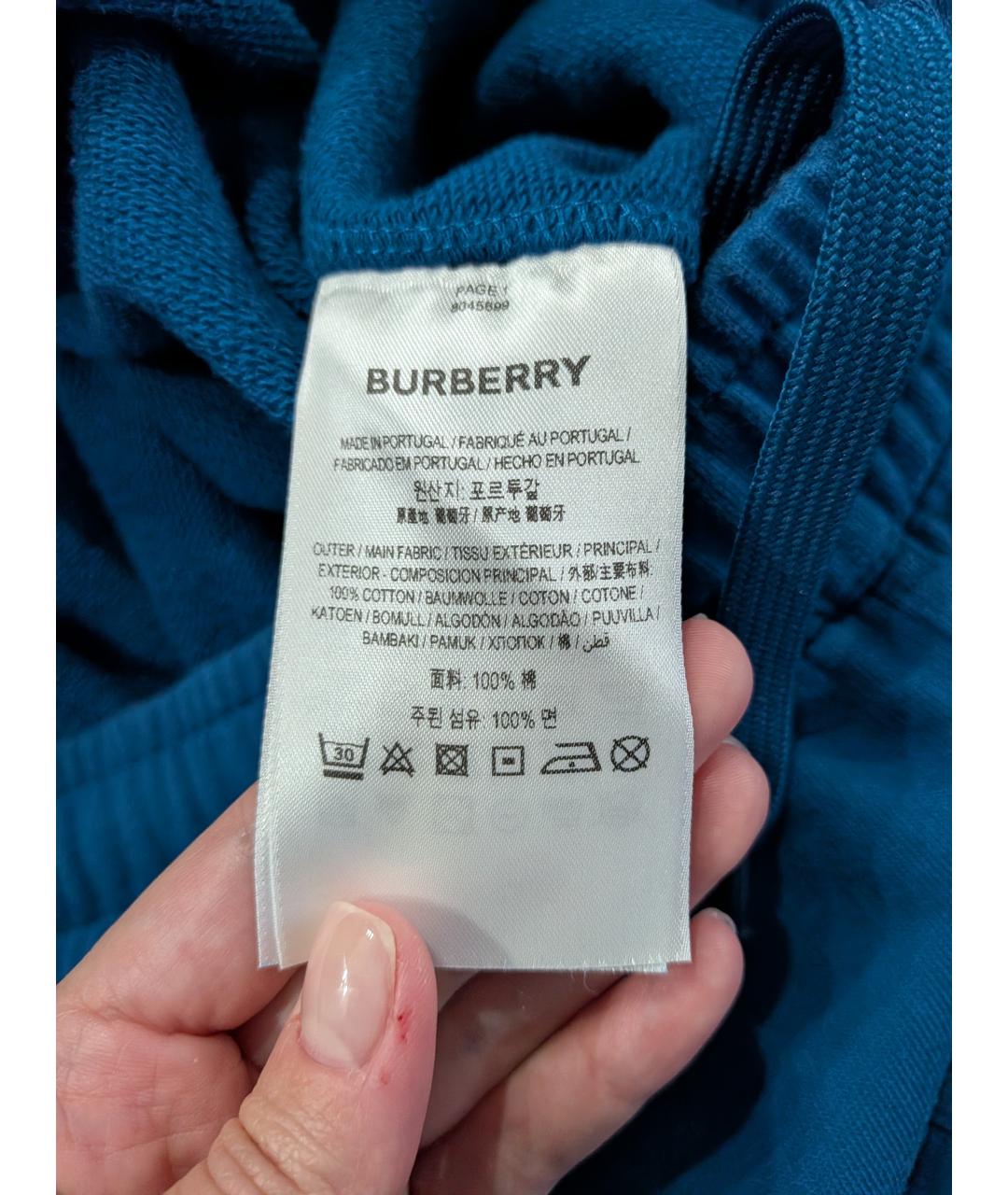 BURBERRY Голубые хлопковые шорты, фото 5
