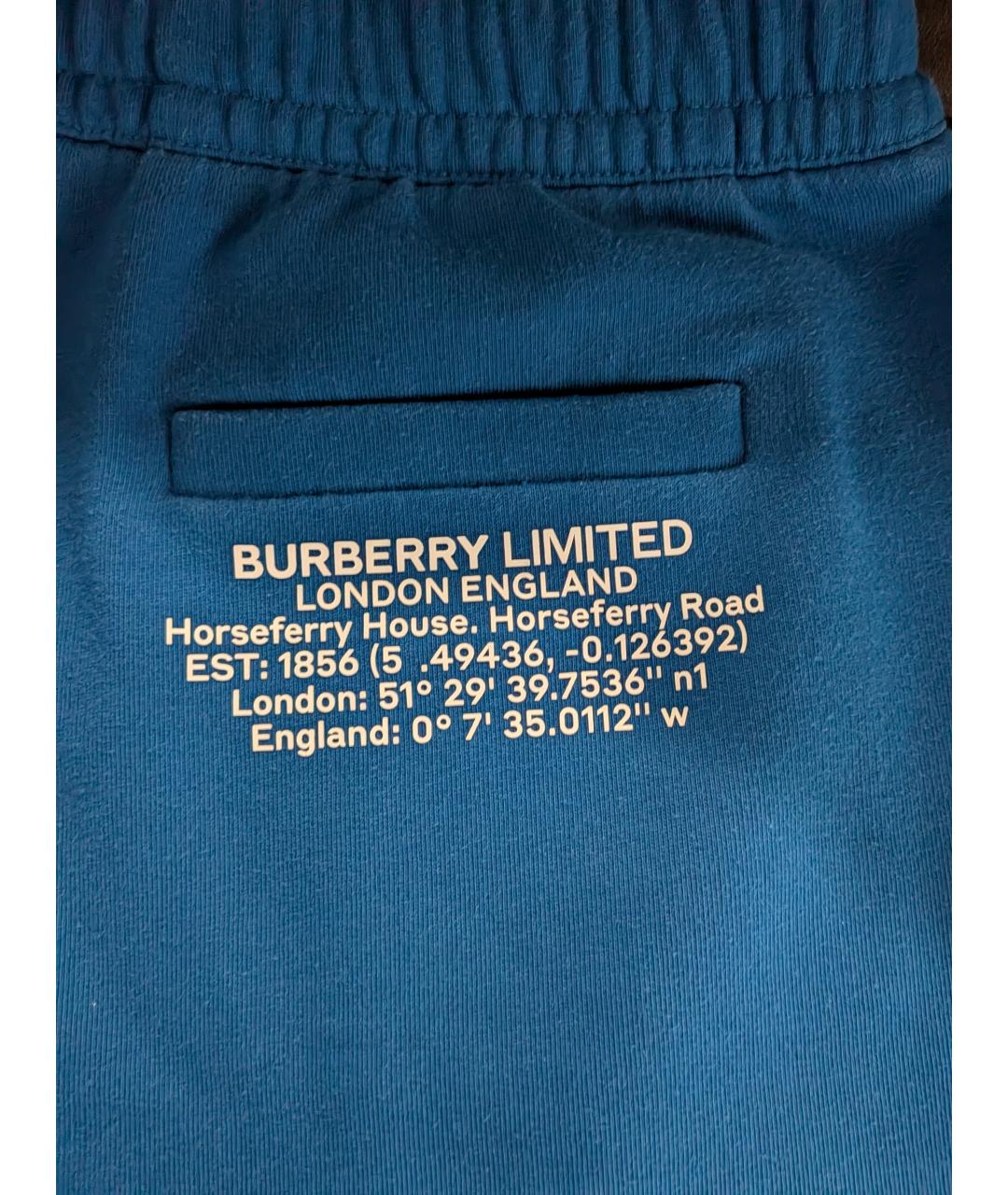BURBERRY Голубые хлопковые шорты, фото 4