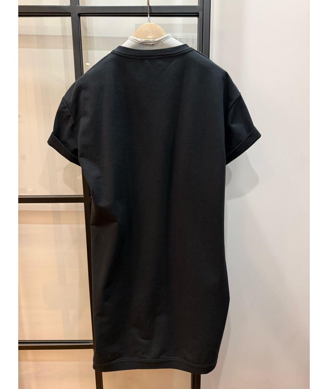 BRUNELLO CUCINELLI Черное хлопко-эластановое повседневное платье, фото 3