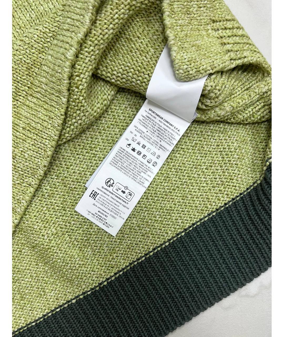 STONE ISLAND Зеленый хлопковый джемпер / свитер, фото 3