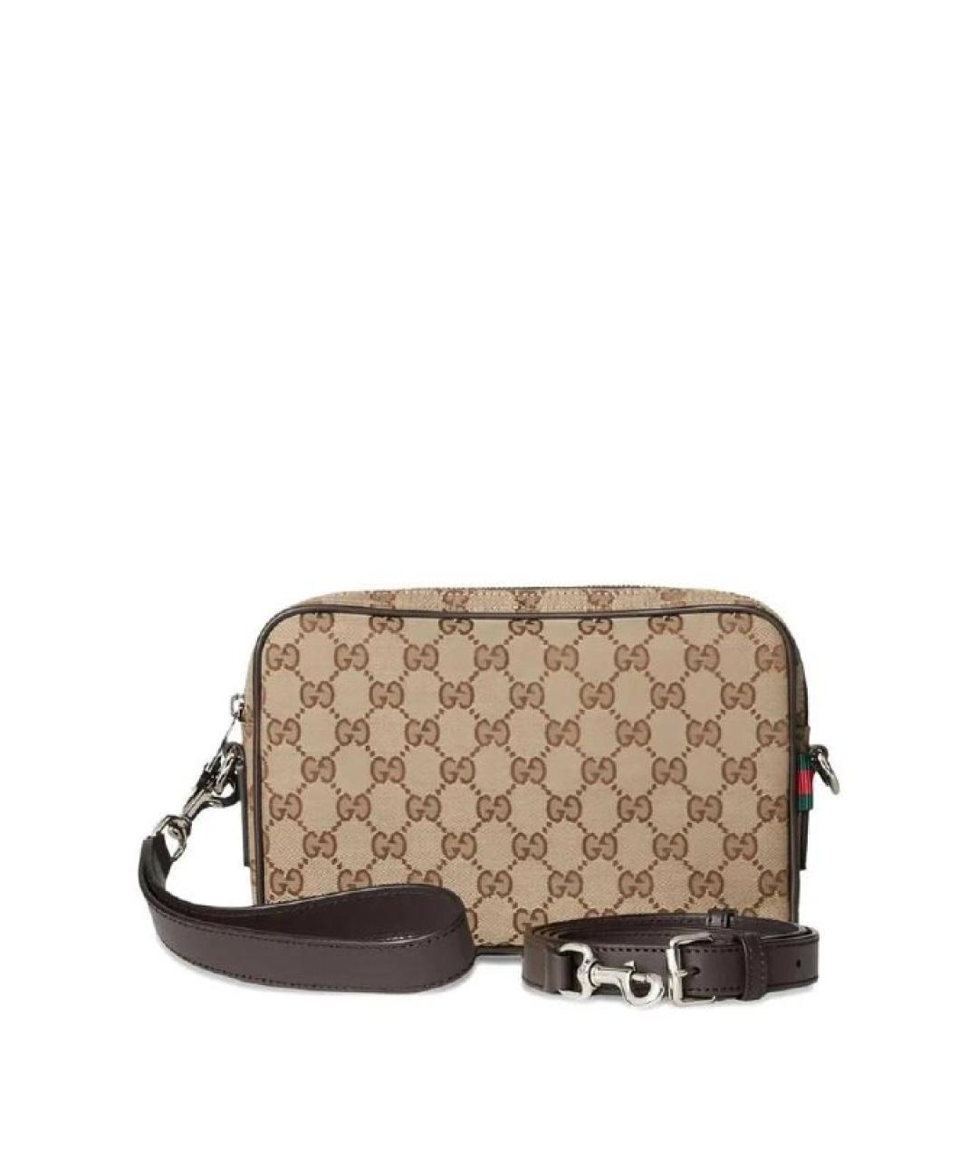 GUCCI Коричневая сумка на плечо из канвы, фото 2