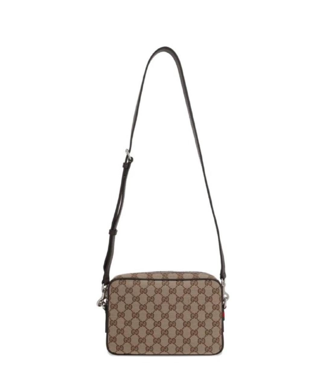 GUCCI Коричневая сумка на плечо из канвы, фото 1