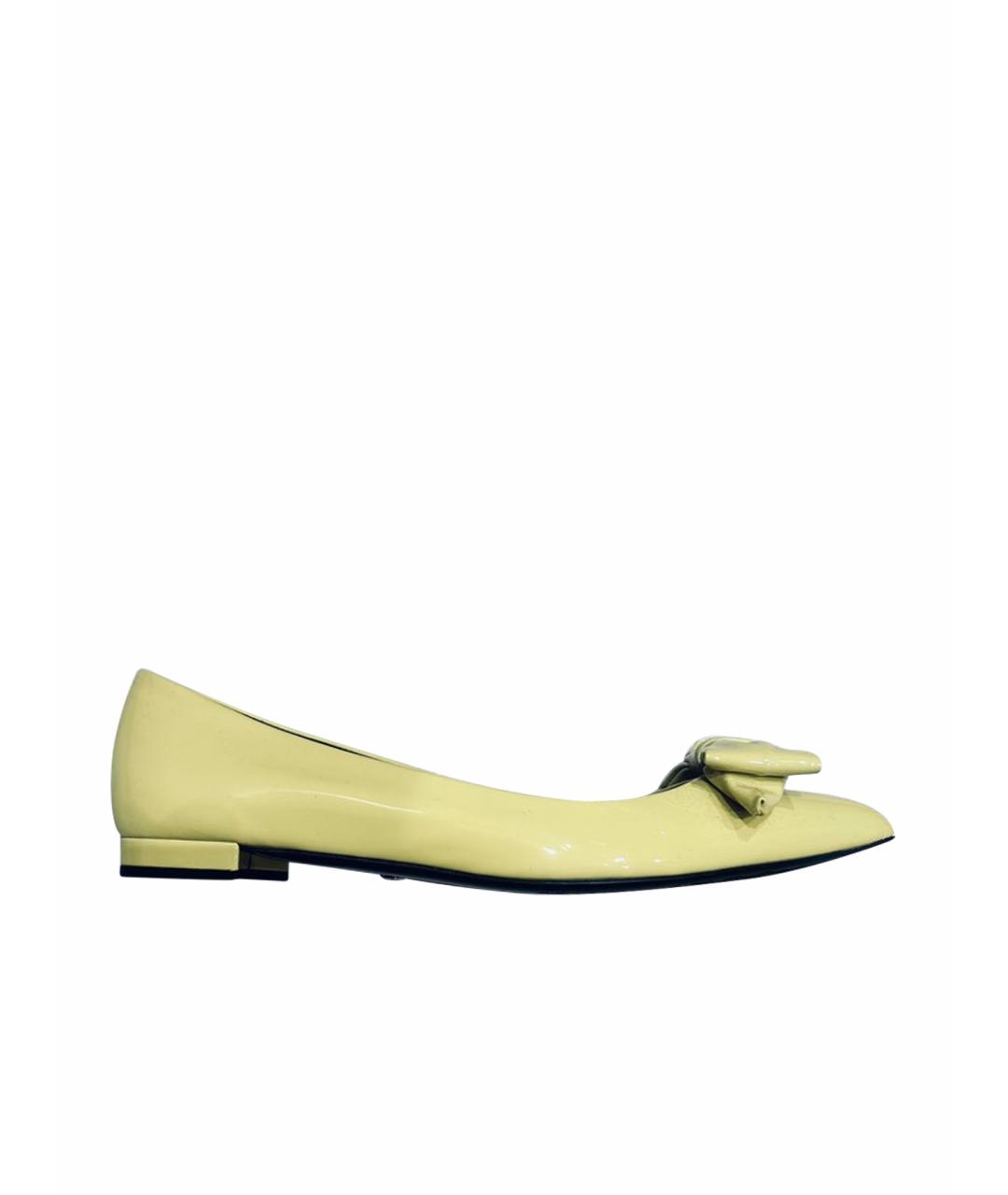 GUCCI Желтые кожаные балетки, фото 1